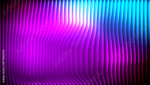 Vivid purple and blue background with vertical wavy stripes and neon glow vector illustration.