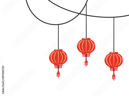 Hand Drawn Chinese Lanterns Decoration
