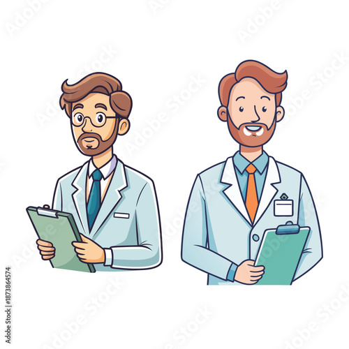 Friendly Male Doctors with Clipboards