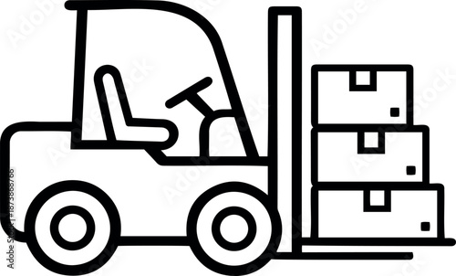 Forklift Truck Icon Carrying Stacked Cardboard Boxes for Industrial Logistics and Warehouse