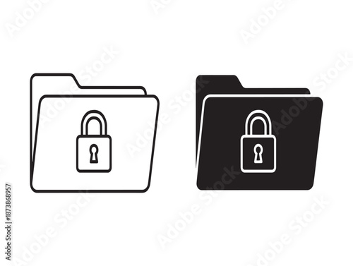 Secure and insecure folder icons with lock symbols