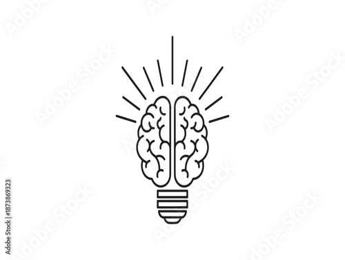 Innovative brainstorming concept with light bulb and brain