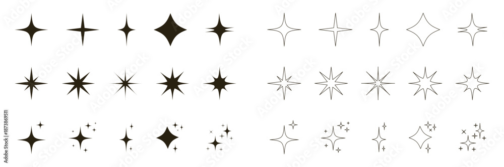 Obraz premium Collection of various starburst shapes and designs