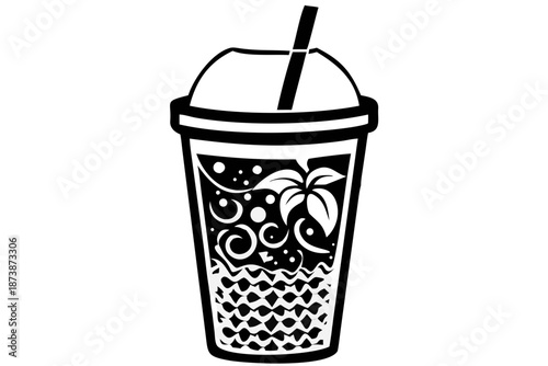 smoothie glass silhouette illustration for healthy drink, beverage, and lifestyle concept design