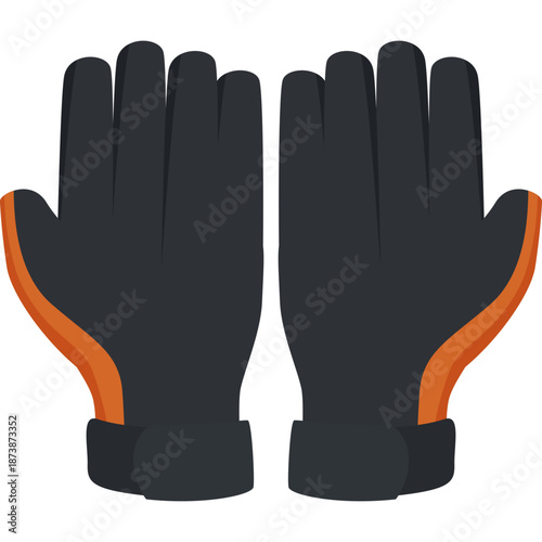 Pair of Black and Orange Work Gloves