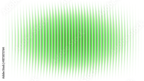 Bright green glowing vertical lines radiating light on white backdrop vector illustration.