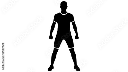 Silhouette of a male athlete standing ready in full uniform preparing for intense competitive sports action or fitness training exercise illustration