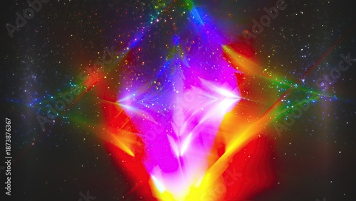 Abstract bright with lights and particles. Computer generated