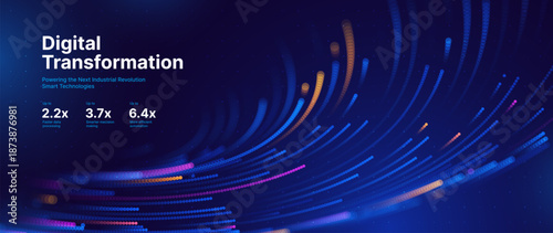 Cyber Big Data Flow Particles Bokeh. Digital Neural Network. Concept of AI Artificial Intelligence Technology Machine Deep Learning. Digital Communication. Science Technology Presentation Vector.