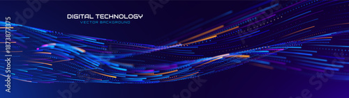 Big Data Flow AI Dots Particles Background. Digital Neural Network. Concept of Artificial Intelligence Technology Machine Deep Learning. Digital Communication. Science Technology Vector.