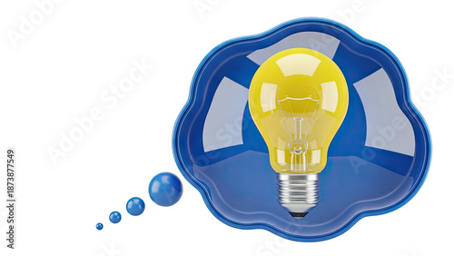Lightbulb in a thought bubble representing an idea