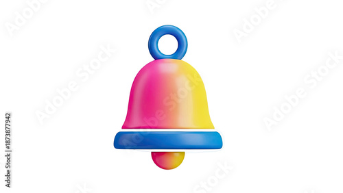 3D Gradient Bell Icon with Blue Loop