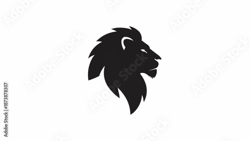 Silhouette of a Majestic Lion Head Profile.