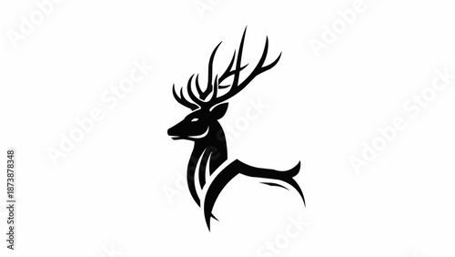 Majestic Stag Silhouette with Antlers.