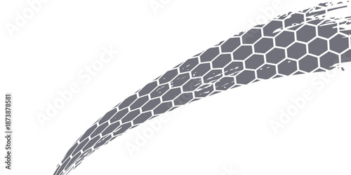 Tire track. Car, bike, motorcycle tyre mark with grunge effect isolated on white background. Wheel footprint on the road. Top view of rubber protector mark.