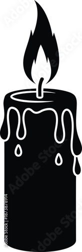 Burning candle with melting wax illustration