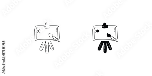 Easel set icon with white background vector stock illustration