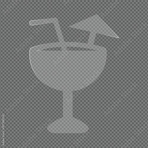 Empty Cocktail Glass with Straw and Umbrella
