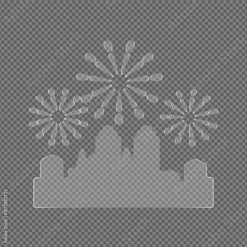 Fireworks Display Over Cityscape at Night Sky