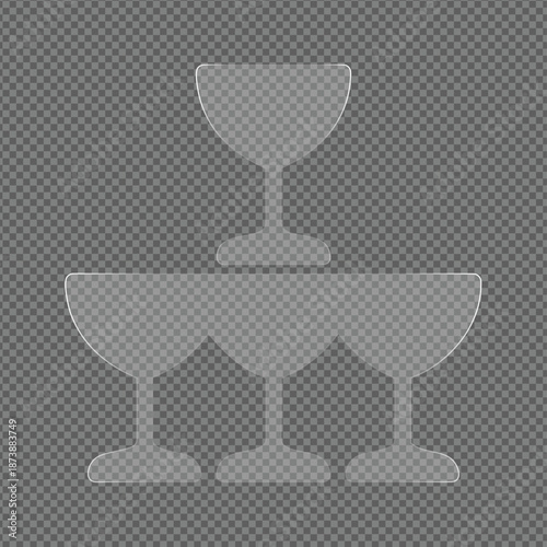 Set of Three Glasses Isolated on Transparent Background