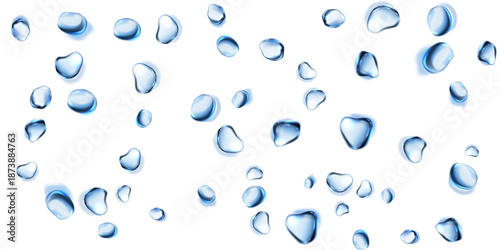 Water droplets transparent water drops clear drops isolated white background water overlay hygiene background vector