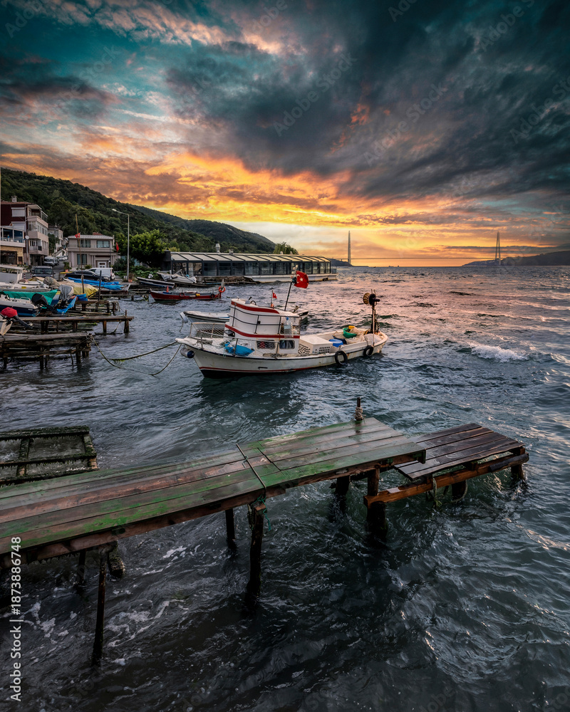 Fototapeta premium The Rumeli Kavagi coastline view in Sariyer District of Istanbul 