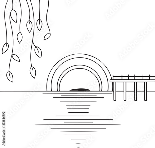 Abstract 3d music notes background featuring a vector wave pattern and light tunnel design for a modern technology wallpaper illustration