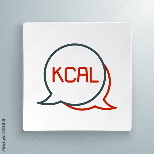 Line Kcal icon isolated on isolated on white background. Health food. Colorful outline concept. Vector