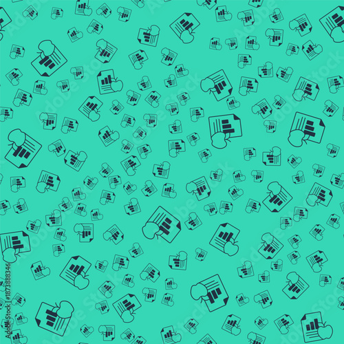 Black Diet plan icon isolated on isolated seamless pattern on green background. Concept of fitness marathon, proper nutrition, healthy food, beautiful body, vegetables, slimming. Vector