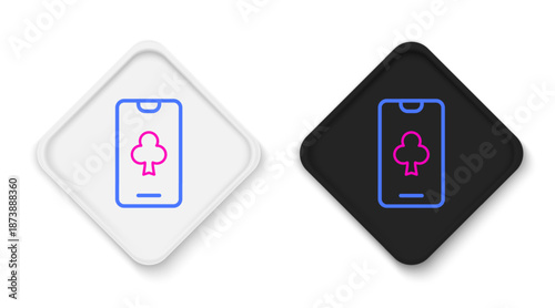 Line Online poker table game icon isolated on white background. Online casino. Colorful outline concept. Vector