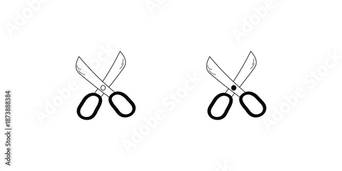 Scissors set icon with white background vector stock illustration