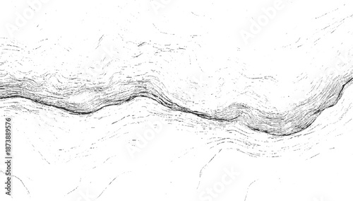 Dynamic monochrome abstract background showcasing flowing wavy lines with a central dark streak and a sense of continuous motion