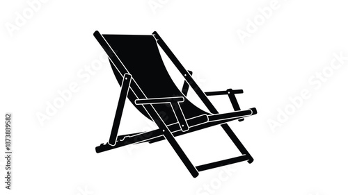A black beach chair depicted in a striking minimalist silhouette