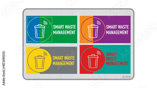 Smart Waste Management Smart City Technology Sign � Flat Vector Icon