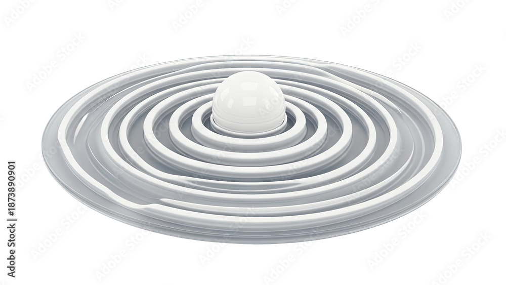 Obraz premium Abstract White Ripples with Sphere