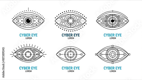 Cyber eye technology icons