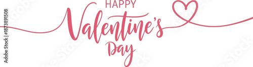 Valentines Day Greeting Card with Handwritten Typography and Heart Decoration in Soft Pink Color on White Background for Romantic Invitation