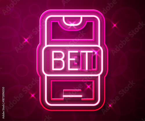Glowing neon line Online sports betting icon isolated on red background. Sport bet bookmaker. Betting online make money. Vector