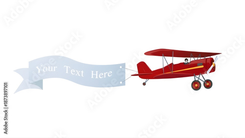 Biplane towing advertising banner