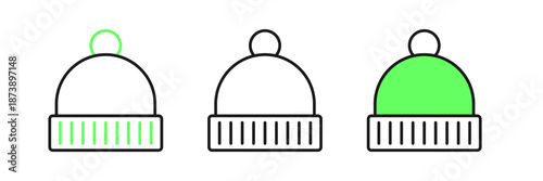 Set line Winter hat icon isolated on white background. Vector