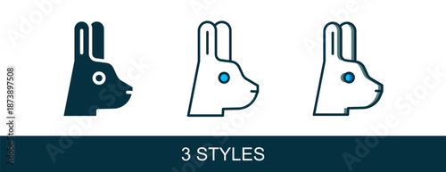 Filled outline Rabbit with ears icon isolated on white background. Magic trick. Mystery entertainment concept. Vector