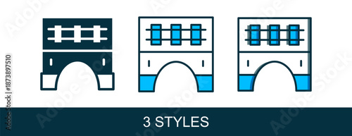 Filled outline Bridge for train icon isolated on white background. Vector