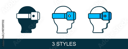 Filled outline Virtual reality glasses icon isolated on white background. Stereoscopic 3d vr mask. Optical head mounted display. Vector