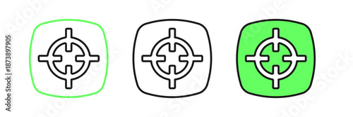 Set line Target sport icon isolated on white background. Clean target with numbers for shooting range or shooting. Vector