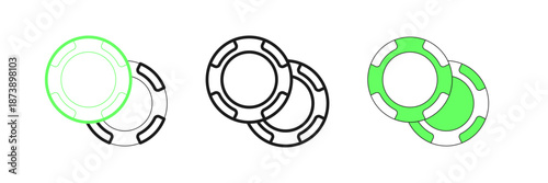 Set line Casino chips icon isolated on white background. Casino gambling. Vector