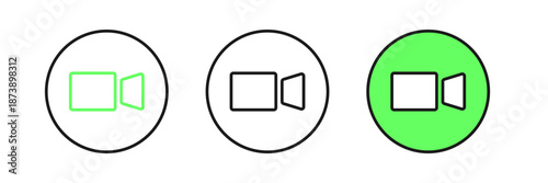 Set line Video chat conference icon isolated on white background. Online meeting work form home. Remote project management. Vector