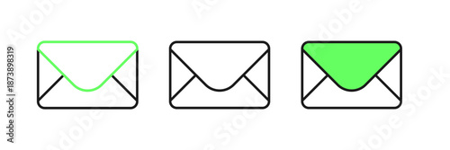 Set line Mail and e-mail icon isolated on white background. Envelope symbol e-mail. Email message sign. Vector