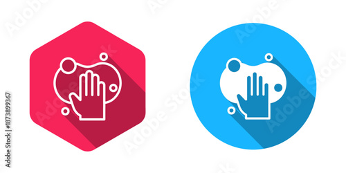 Filled and outline Sponge icon isolated with long shadow background. Wisp of bast for washing dishes. Cleaning service logo. Vector