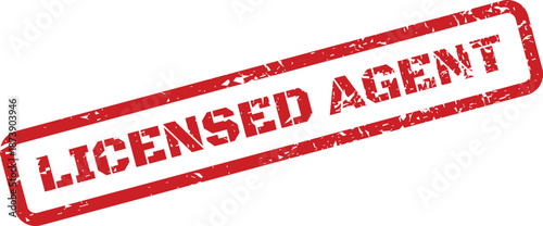 A distinct red grunge rubber stamp text reading Licensed Agent for professional representation