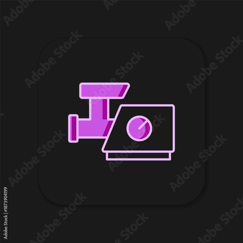 Filled outline Kitchen meat grinder icon isolated on black background. Flat filled outline style with shadow. Vector
